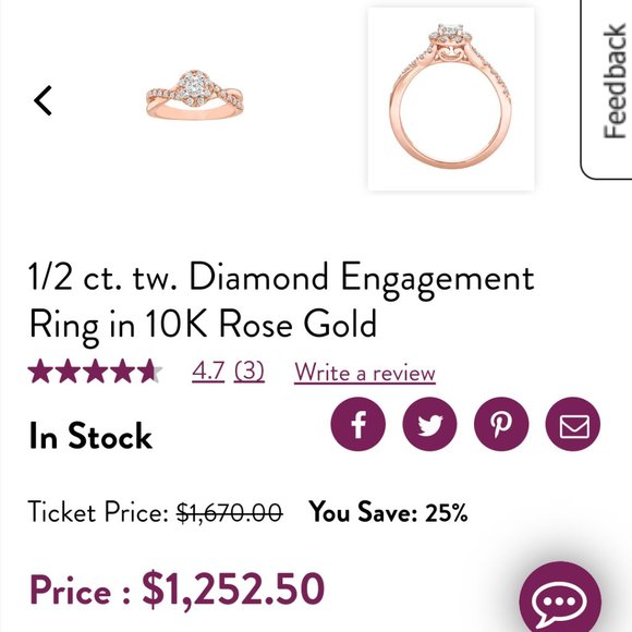 10kt rose gold diamond engagement ring - Picture 9 of 9